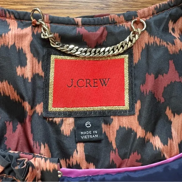 ⭐️ J. Crew Leopard Print Quilted Cropped Lady Jacket with PrimaLoft Size 6