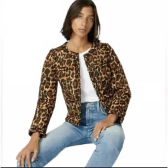 ⭐️ J. Crew Leopard Print Quilted Cropped Lady Jacket with PrimaLoft Size 6