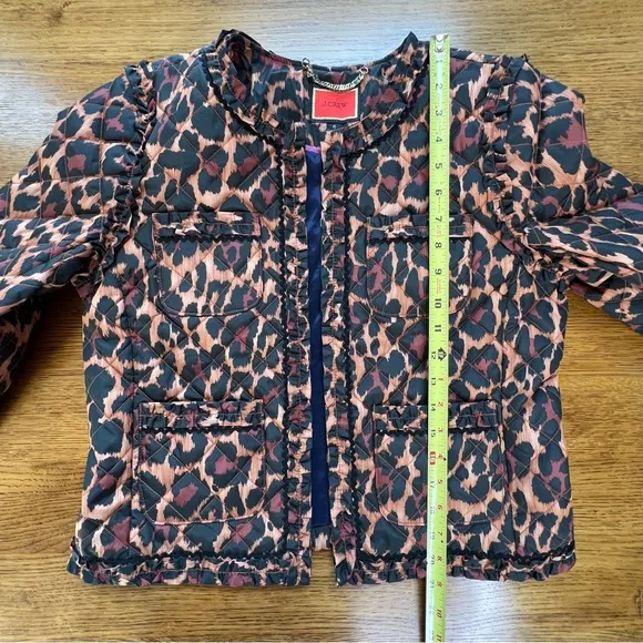 ⭐️ J. Crew Leopard Print Quilted Cropped Lady Jacket with PrimaLoft Size 6