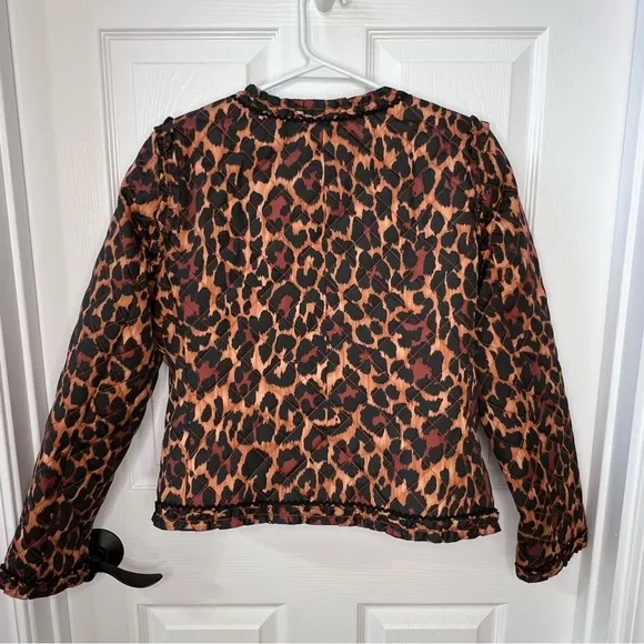 ⭐️ J. Crew Leopard Print Quilted Cropped Lady Jacket with PrimaLoft Size 6