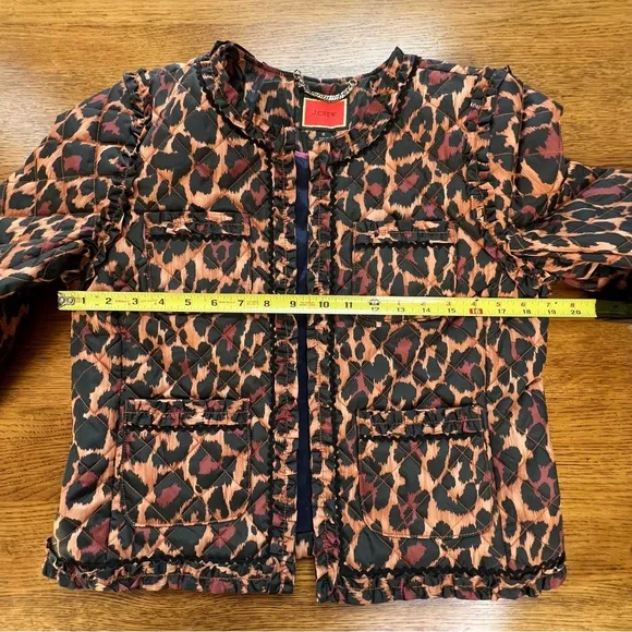 ⭐️ J. Crew Leopard Print Quilted Cropped Lady Jacket with PrimaLoft Size 6