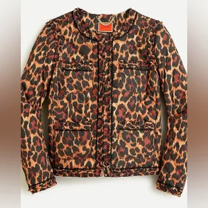 ⭐️ J. Crew Leopard Print Quilted Cropped Lady Jacket with PrimaLoft Size 6
