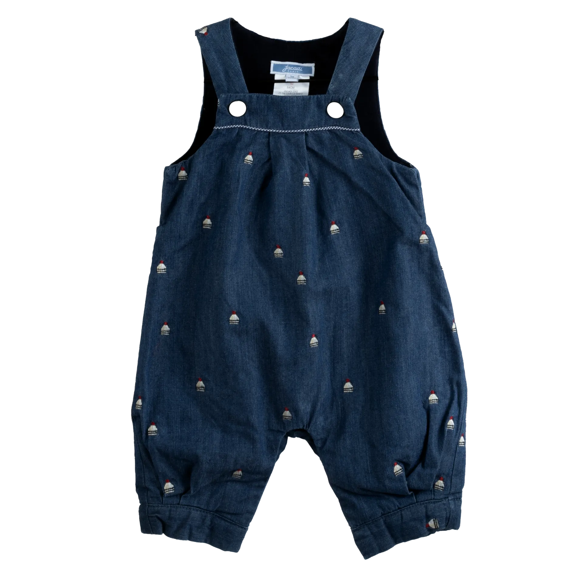 [0-1m] Jacadi Navy Padded Baby Overalls