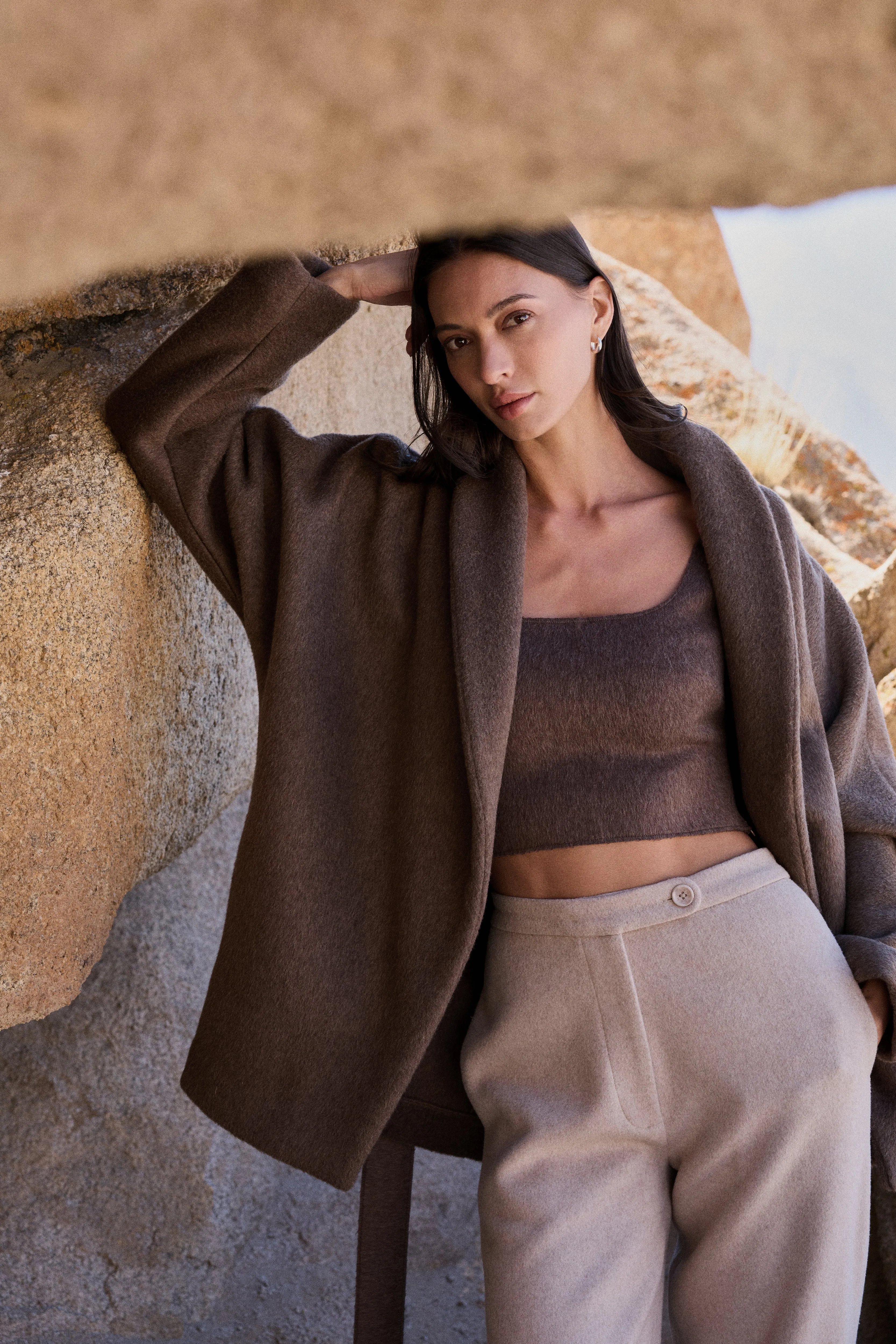 100% Merino Wool Bandeau Top (Bark)