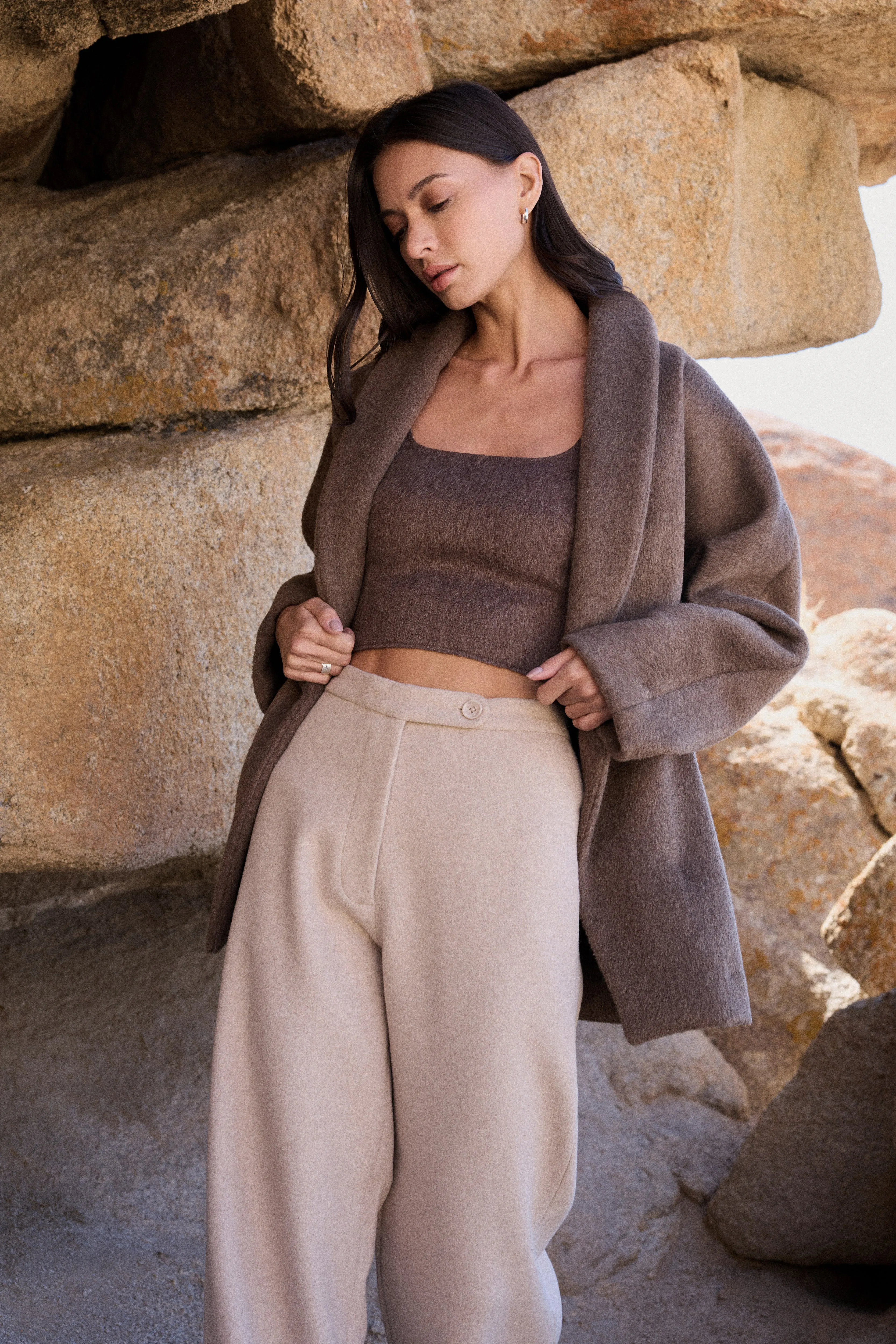 100% Merino Wool Bandeau Top (Bark)