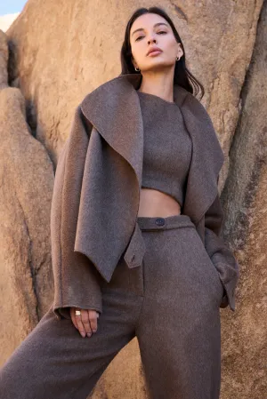 100% Merino Wool Fluid Coat (Bark) & 100% Merino Wool Pants (Bark)