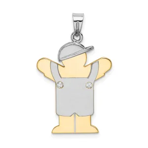 14k Two-tone Diamond Boy With Hat Love Pendant