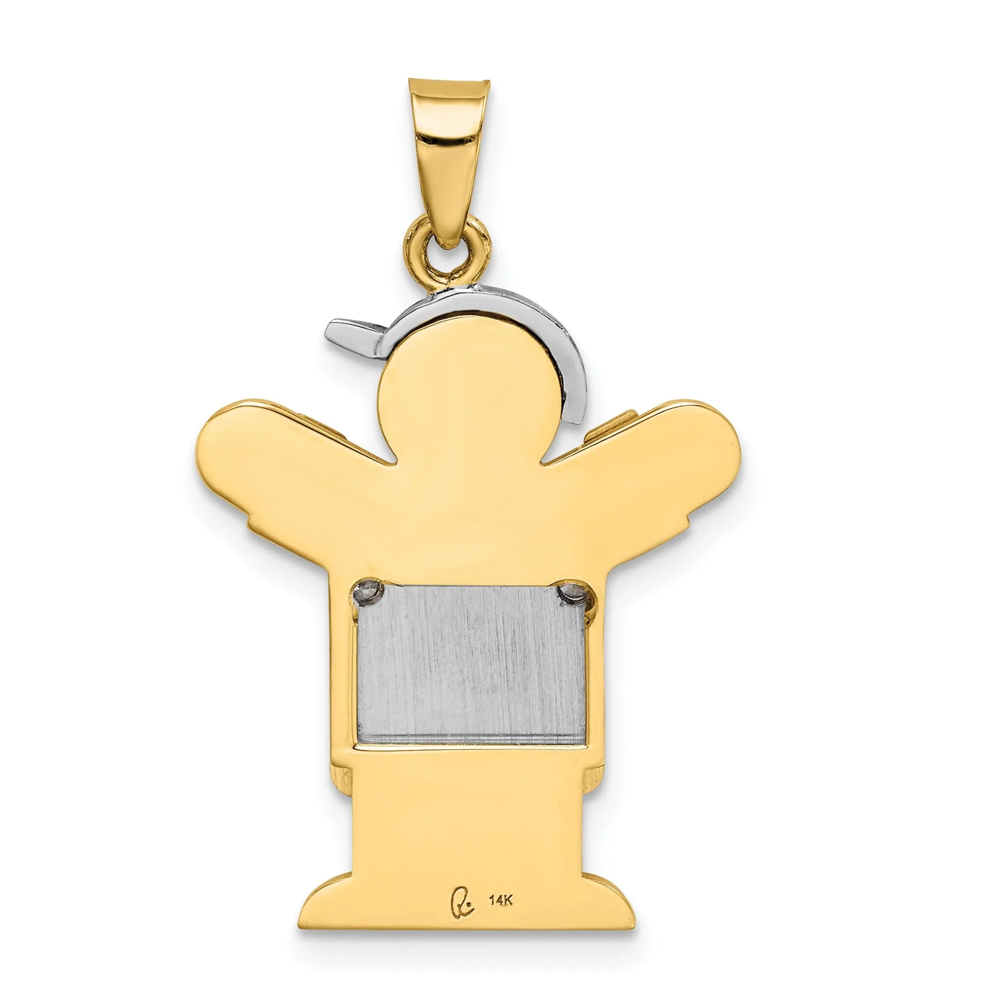14k Two-tone Diamond Boy With Hat Love Pendant