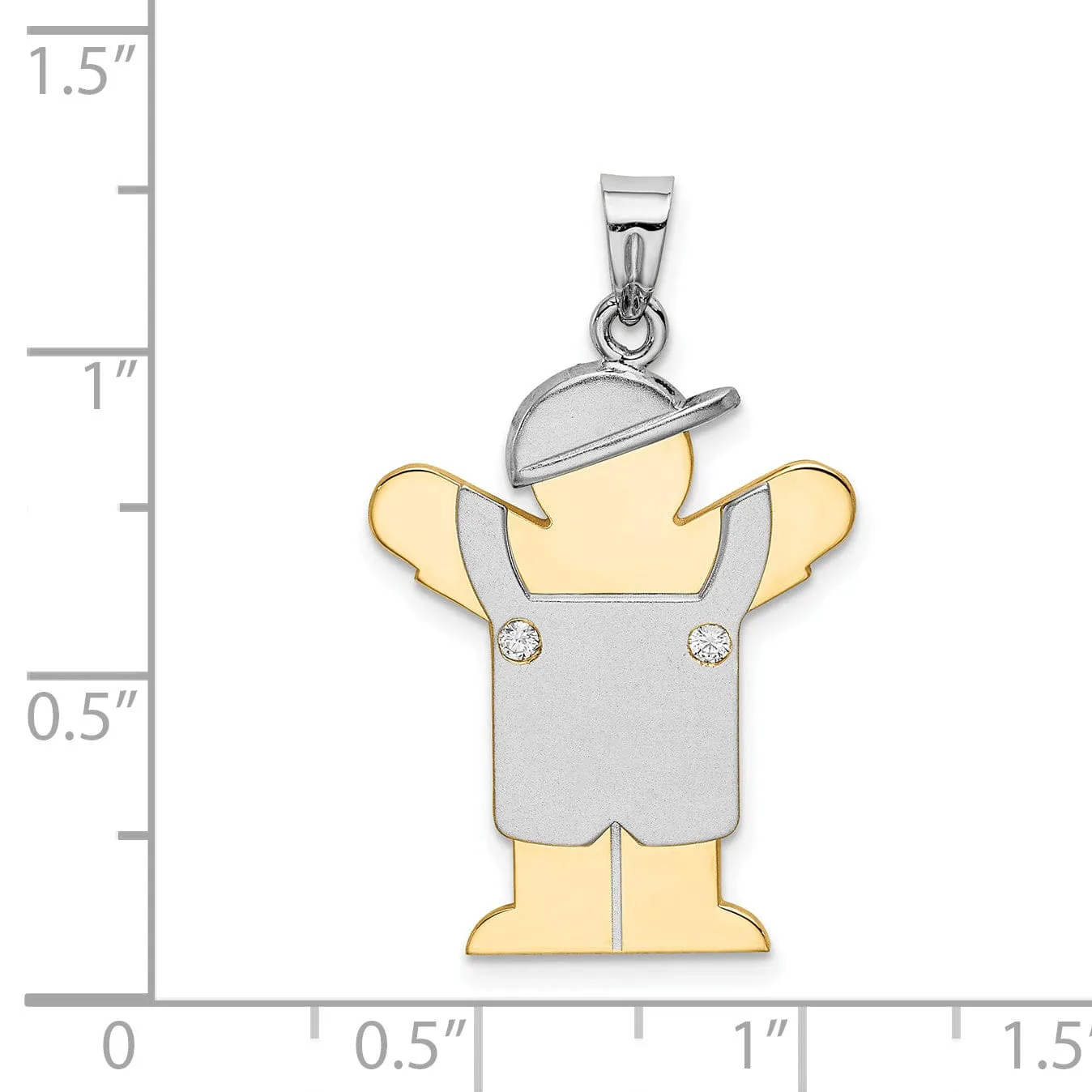 14k Two-tone Diamond Boy With Hat Love Pendant