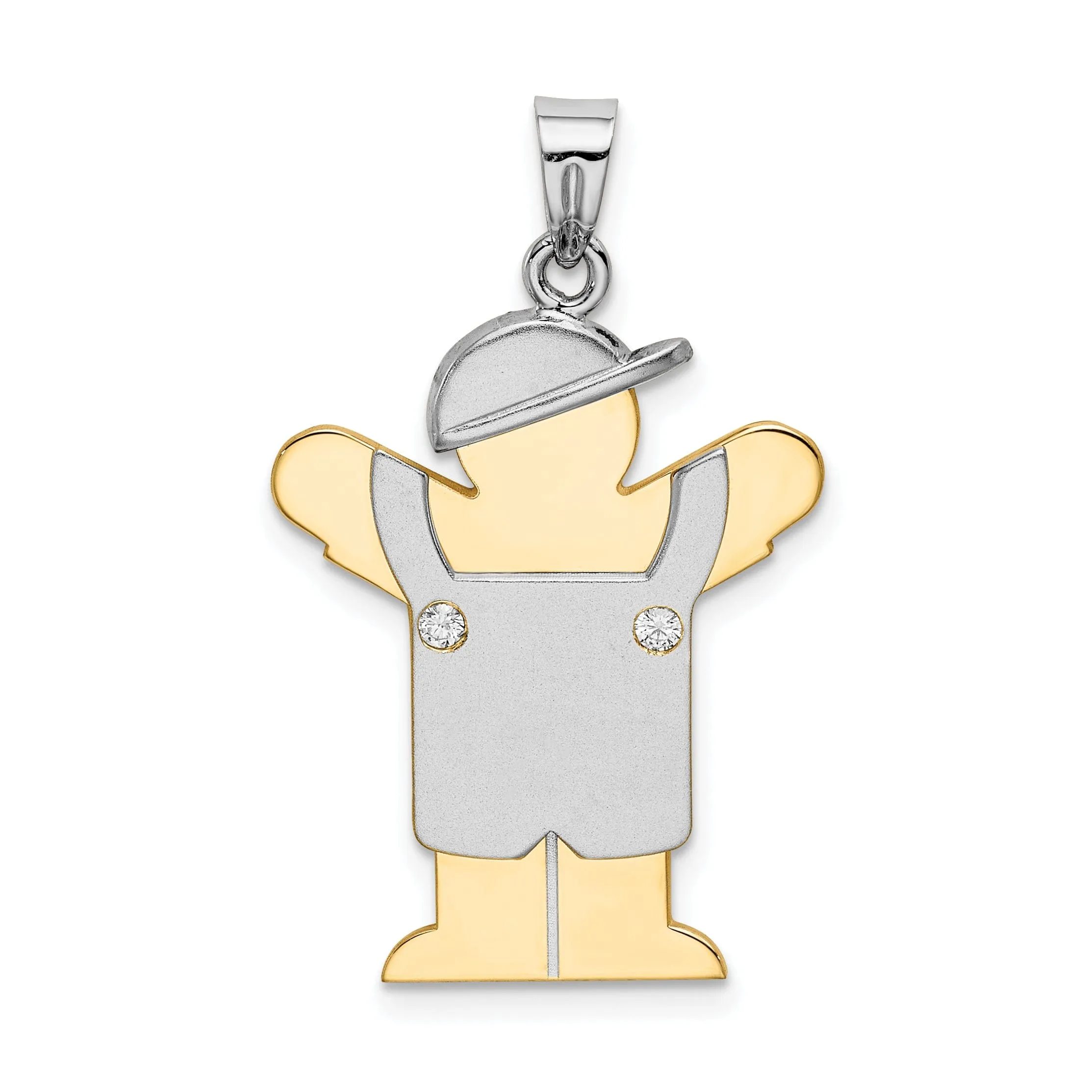 14k Two-tone Diamond Boy With Hat Love Pendant