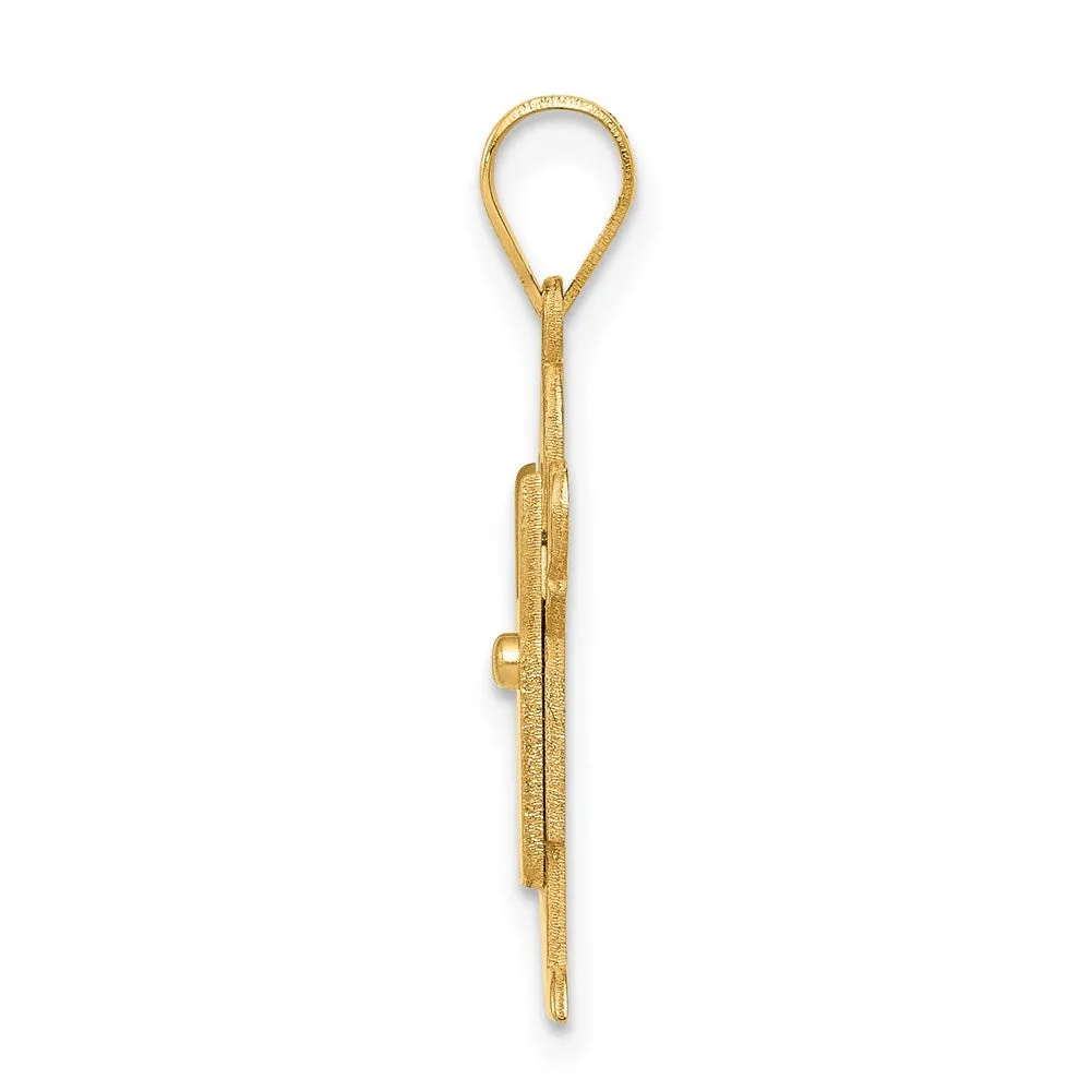 14k Yellow Gold Solid Satin Engravable Boy with Overalls Charm
