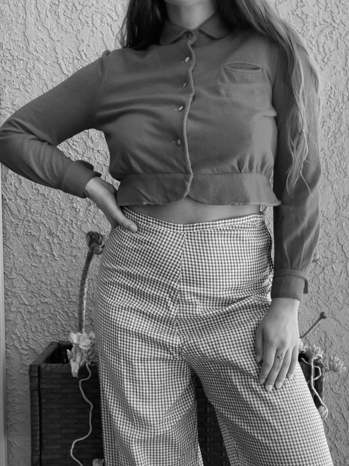 1950s Wool Knit Button Front Peplum Cardigan