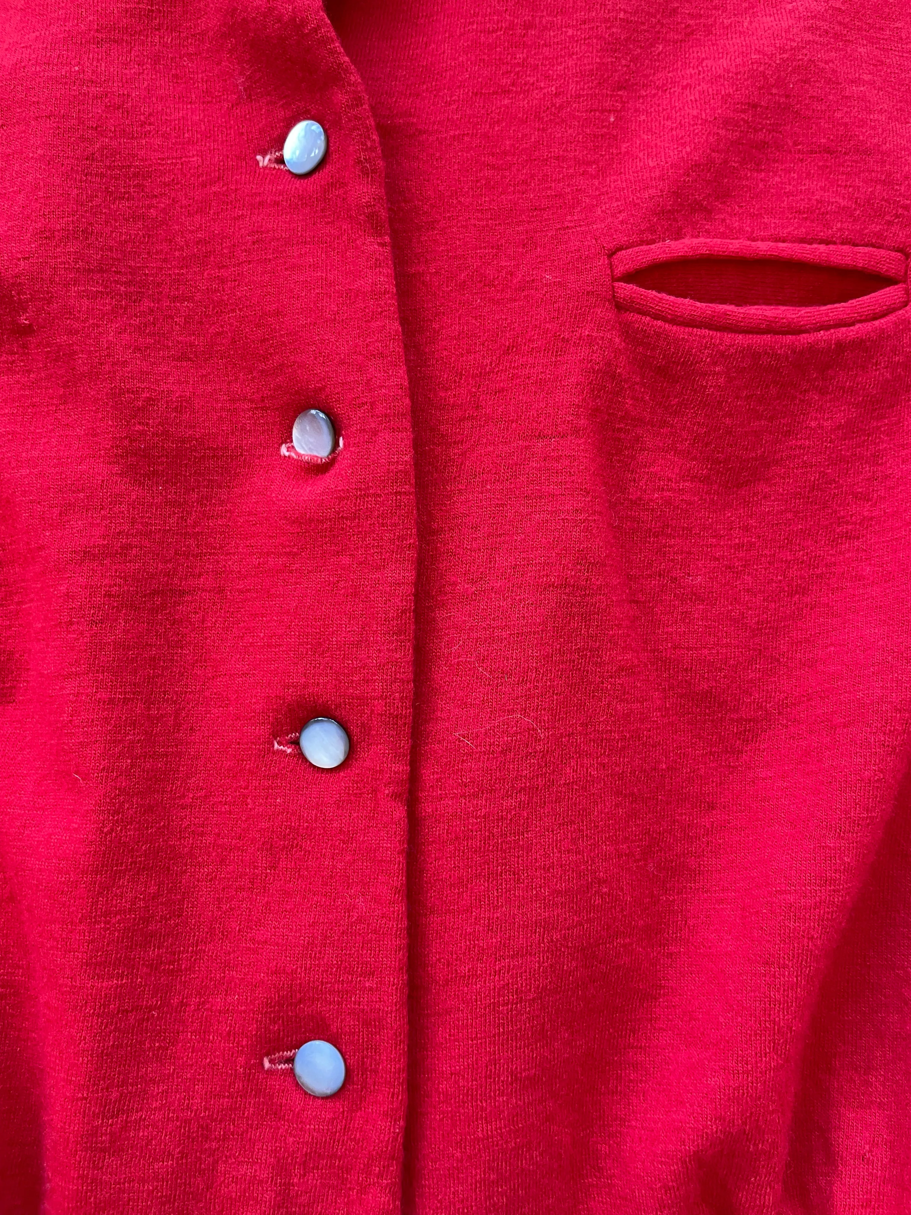 1950s Wool Knit Button Front Peplum Cardigan