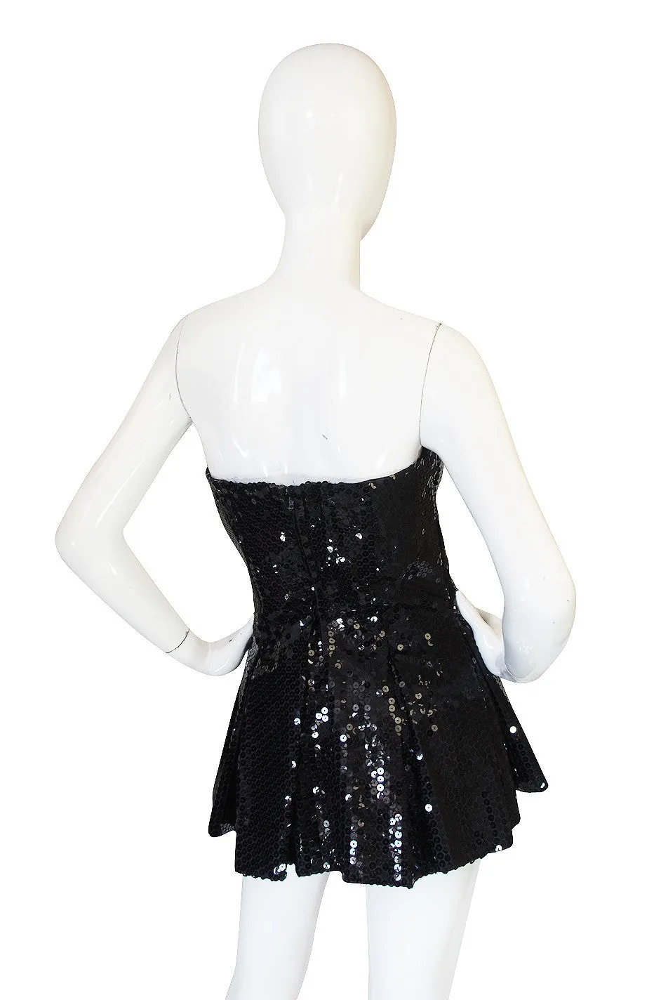 1970s Nina Ricci Couture Sequin Corset Top or Micro Mini