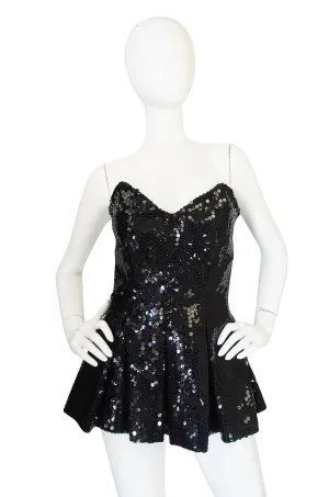 1970s Nina Ricci Couture Sequin Corset Top or Micro Mini