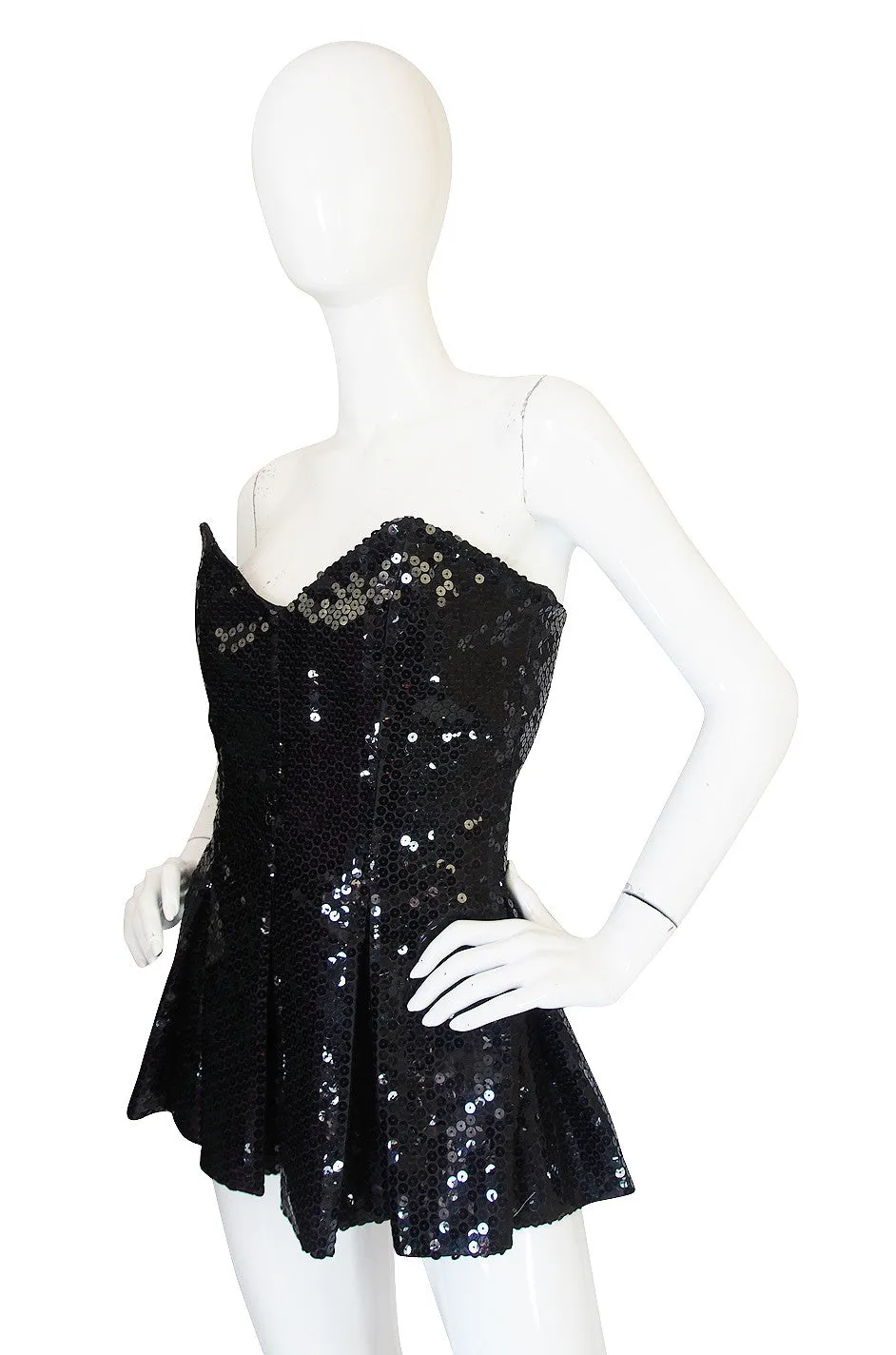 1970s Nina Ricci Couture Sequin Corset Top or Micro Mini