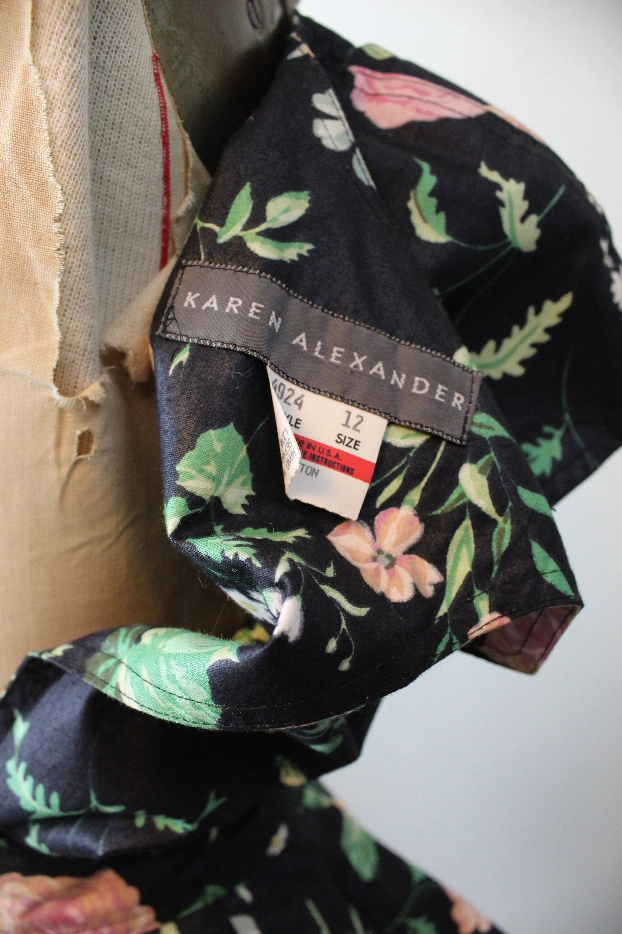 1980s KAREN ALEXANDER open back ROSE print small medium |  new spring