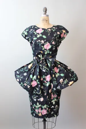 1980s KAREN ALEXANDER open back ROSE print small medium |  new spring