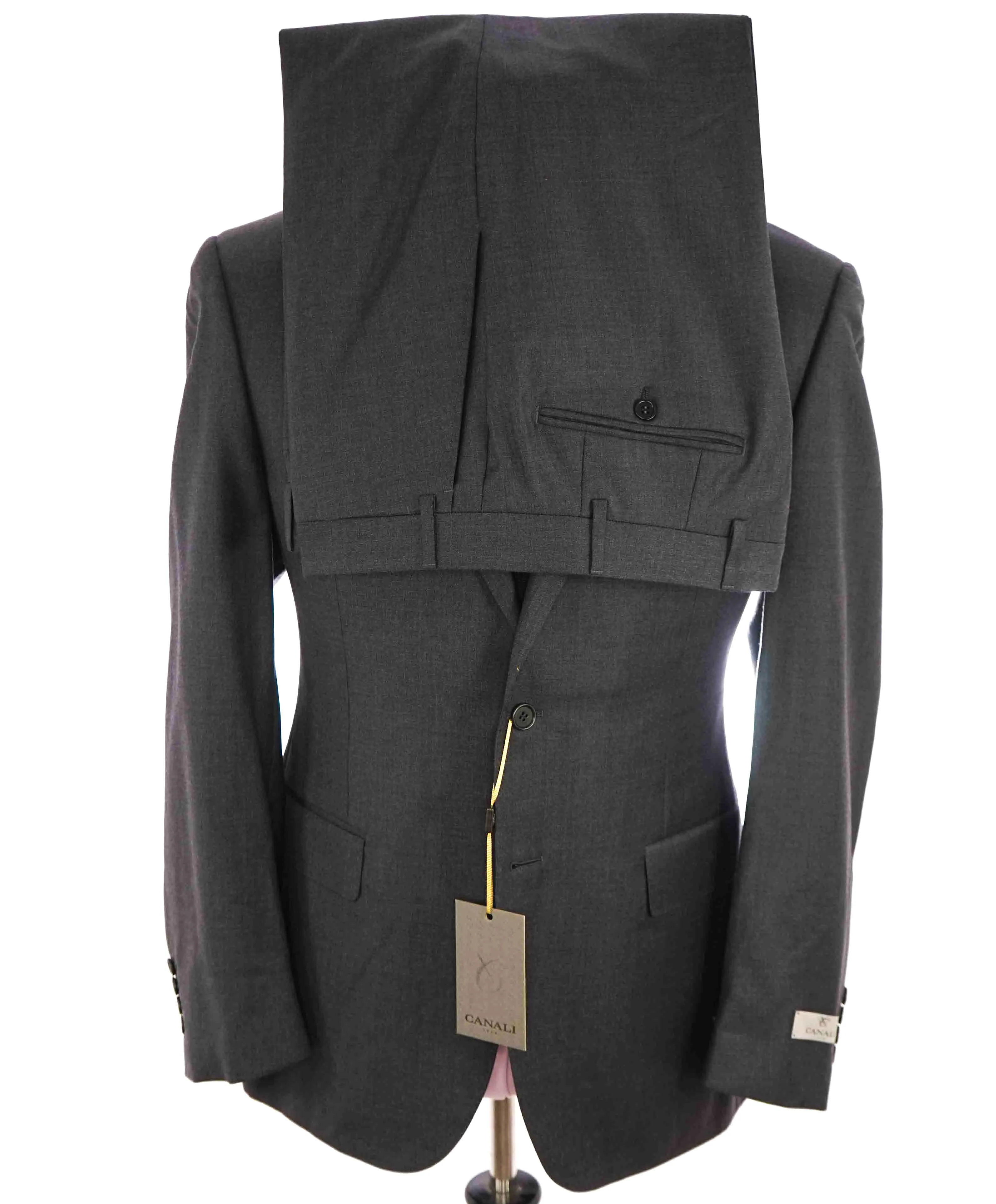$2,000 CANALI - Charcoal Gray *CLOSET STAPLE* Notch Lapel Suit - 40R