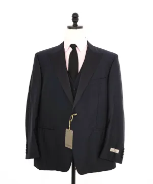 $2,795 CANALI - 1-Btn Navy Blue *3-PIECE* Peak Lapel Tuxedo Suit - 46S