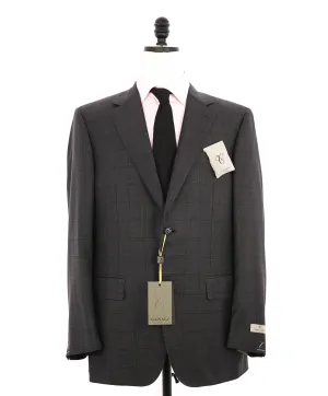 $3,095 CANALI - **EXCLUSIVE** Charcoal/Purple Check Plaid Notch Lapel Suit - 44R