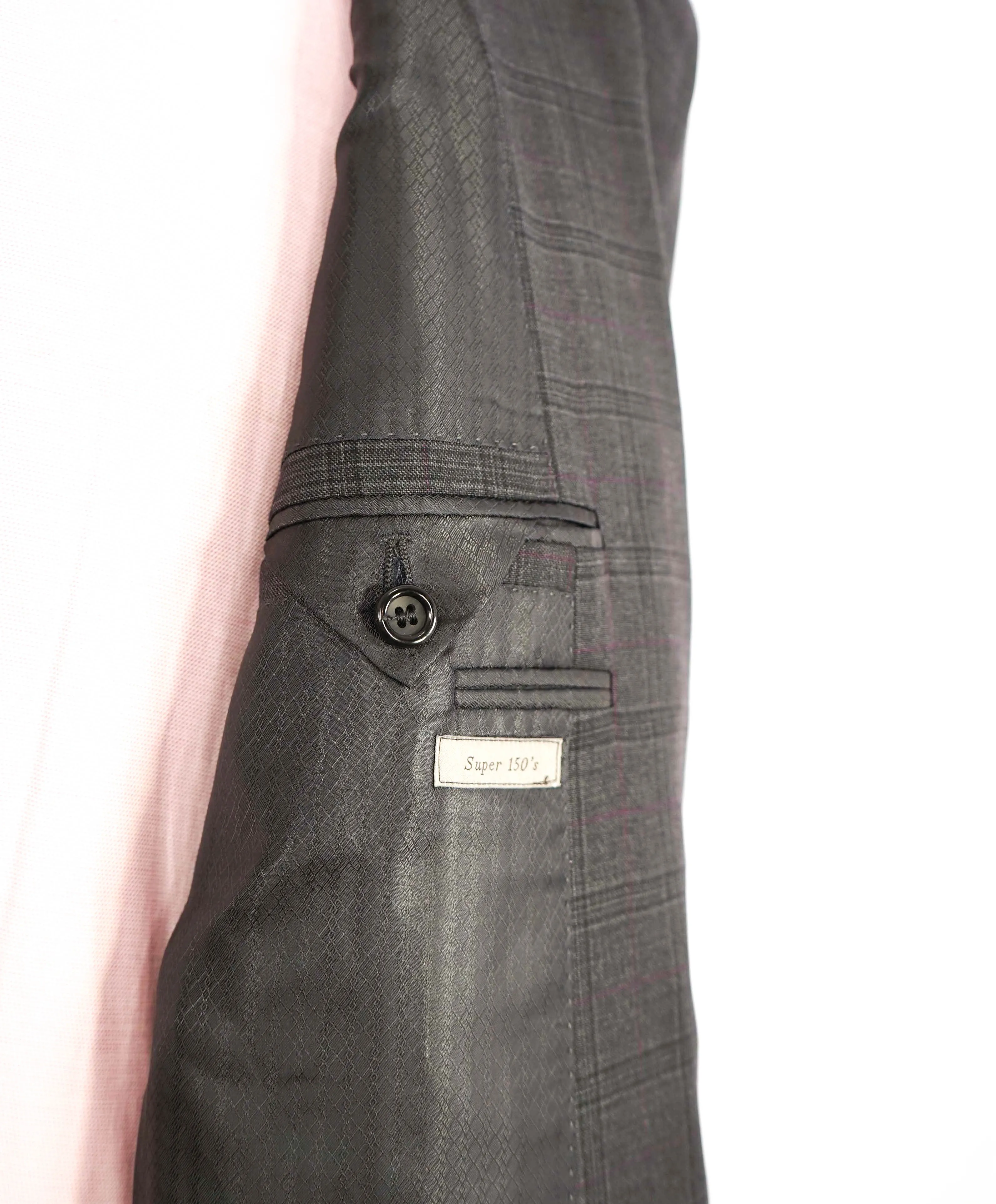 $3,095 CANALI - **EXCLUSIVE** Charcoal/Purple Check Plaid Notch Lapel Suit - 44R