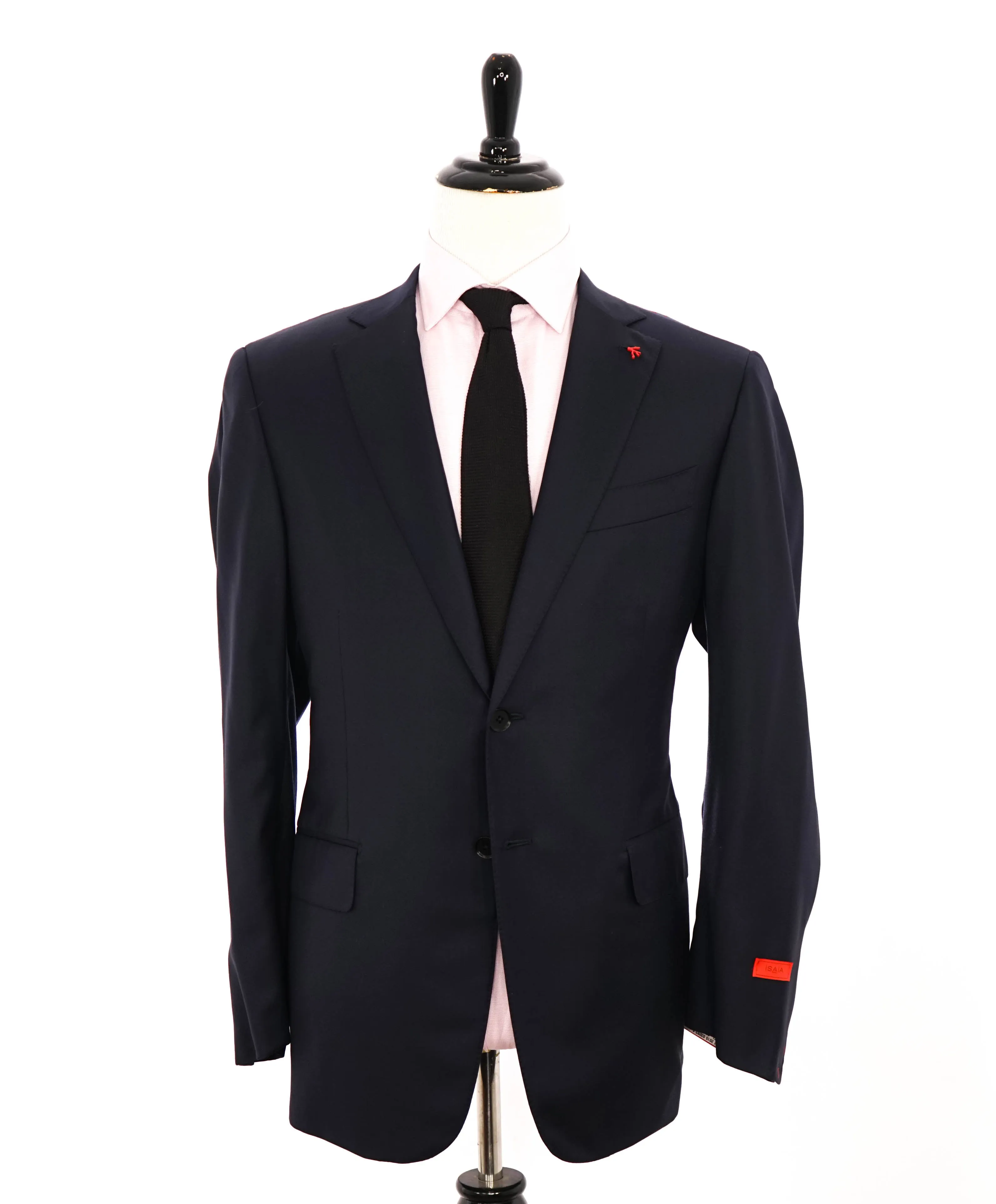 $3,750 ISAIA - Navy "SANITA 160's" *CLOSET STAPLE* Coral Pin Suit - 44R