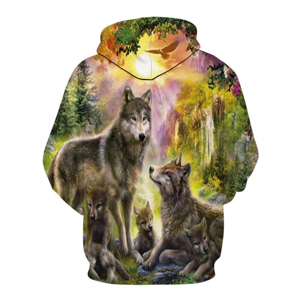 3D Graphic Printed Hoodies Wolf
