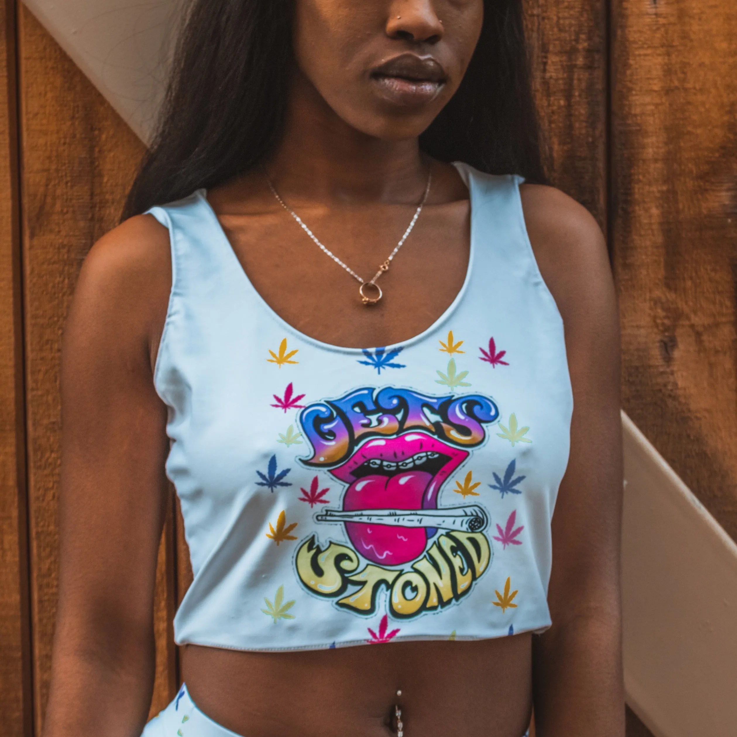 420 Gets Stoned Fitted Crop Top