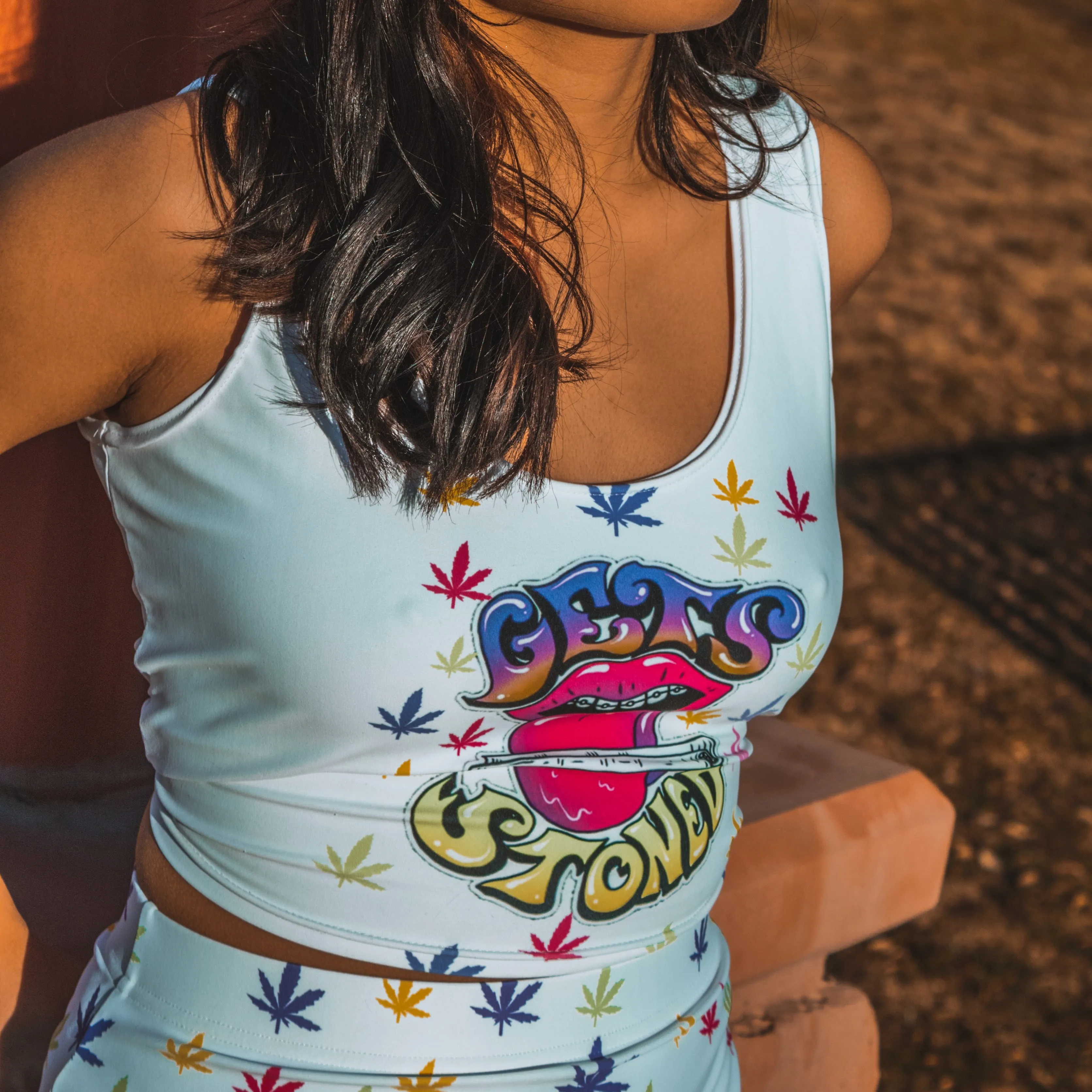 420 Gets Stoned Fitted Crop Top