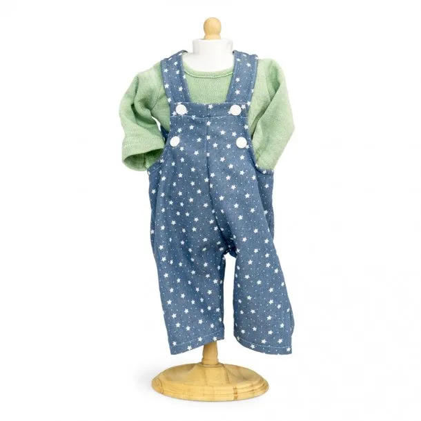 432 Dungarees Stars / overall with long sleeve T shirt ( 3 doll sizes for 12 to 18 inches / 31 to 46cm)