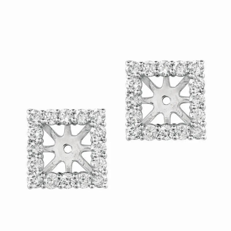 4MM SQUARE DIAMOND EARRING JACKETS 14K GOLD (0.91 CTW)