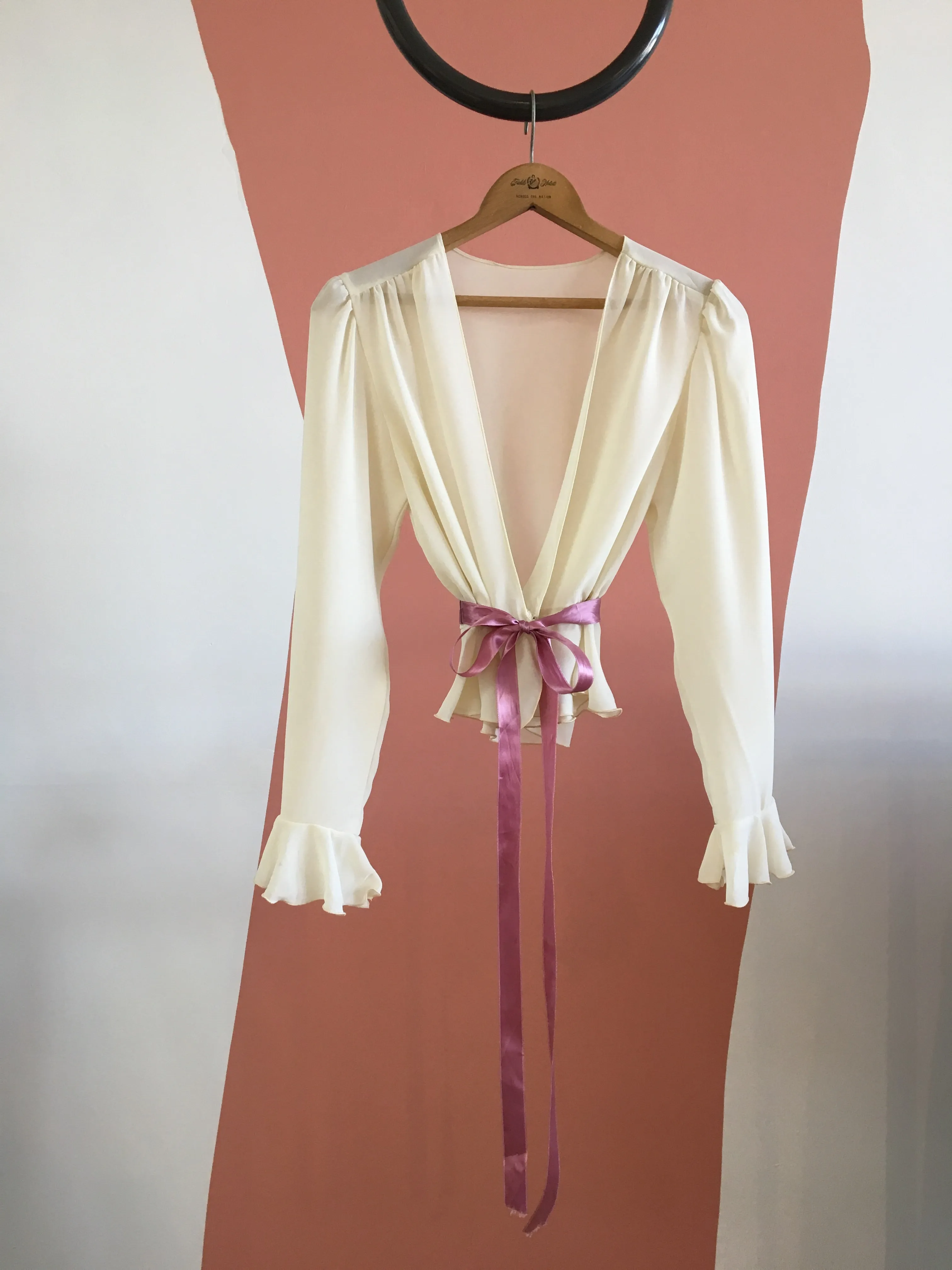70's SHEER BOLERO WITH LILAC TIE SZ S