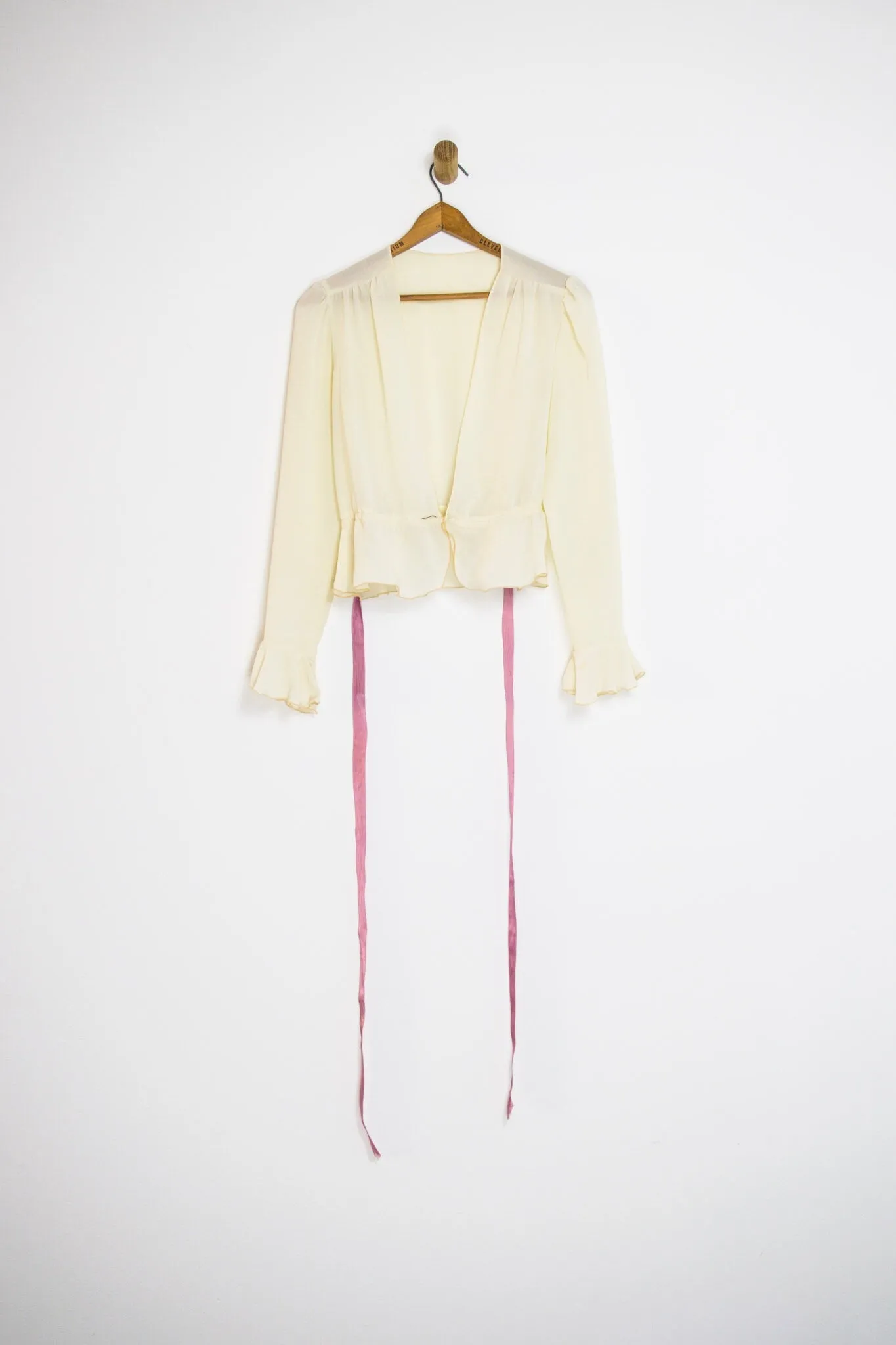 70's SHEER BOLERO WITH LILAC TIE SZ S