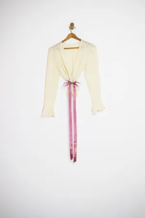70's SHEER BOLERO WITH LILAC TIE SZ S