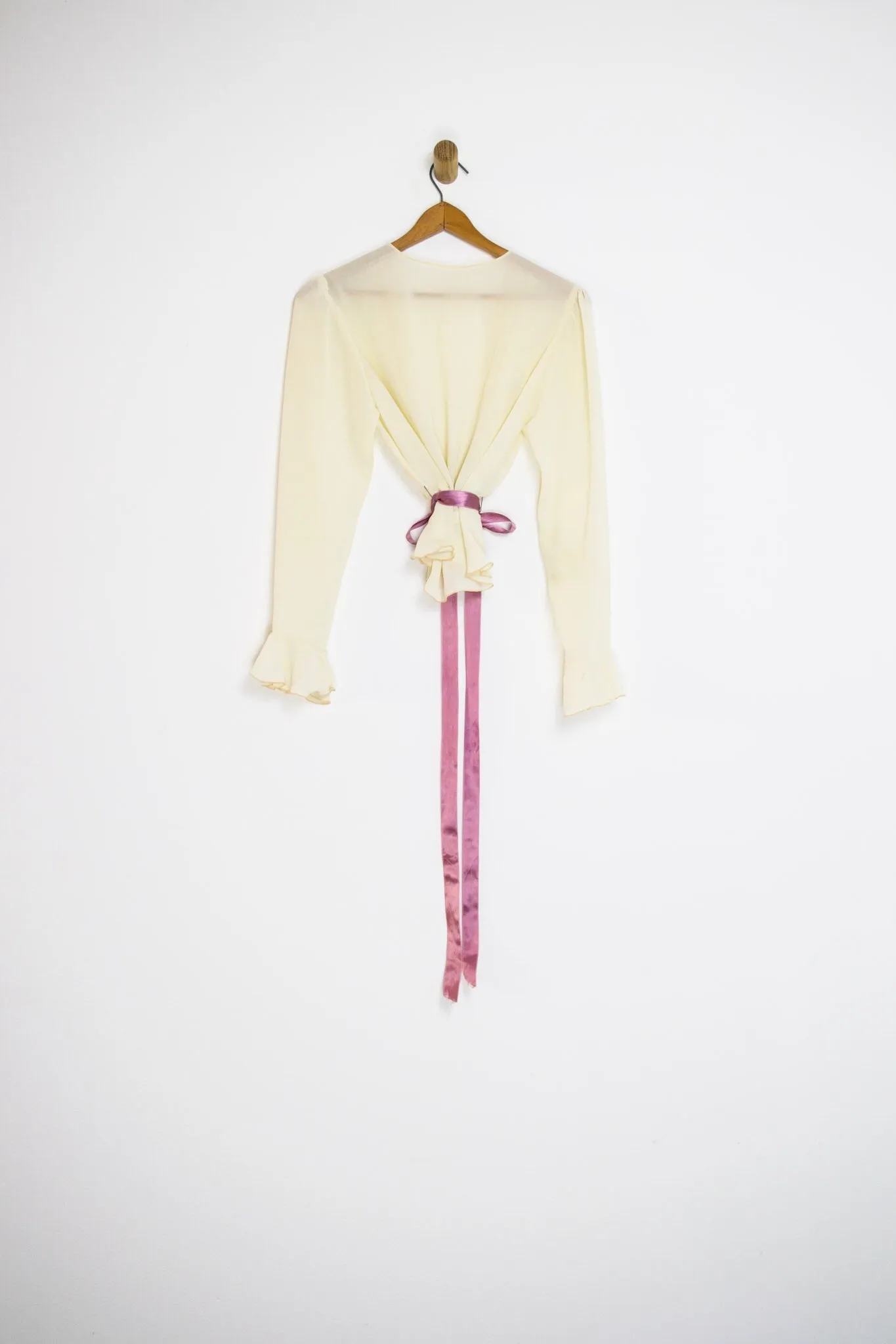 70's SHEER BOLERO WITH LILAC TIE SZ S