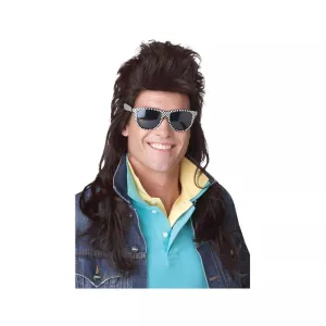 80's Rock Mullet Costume Wig (Brown)