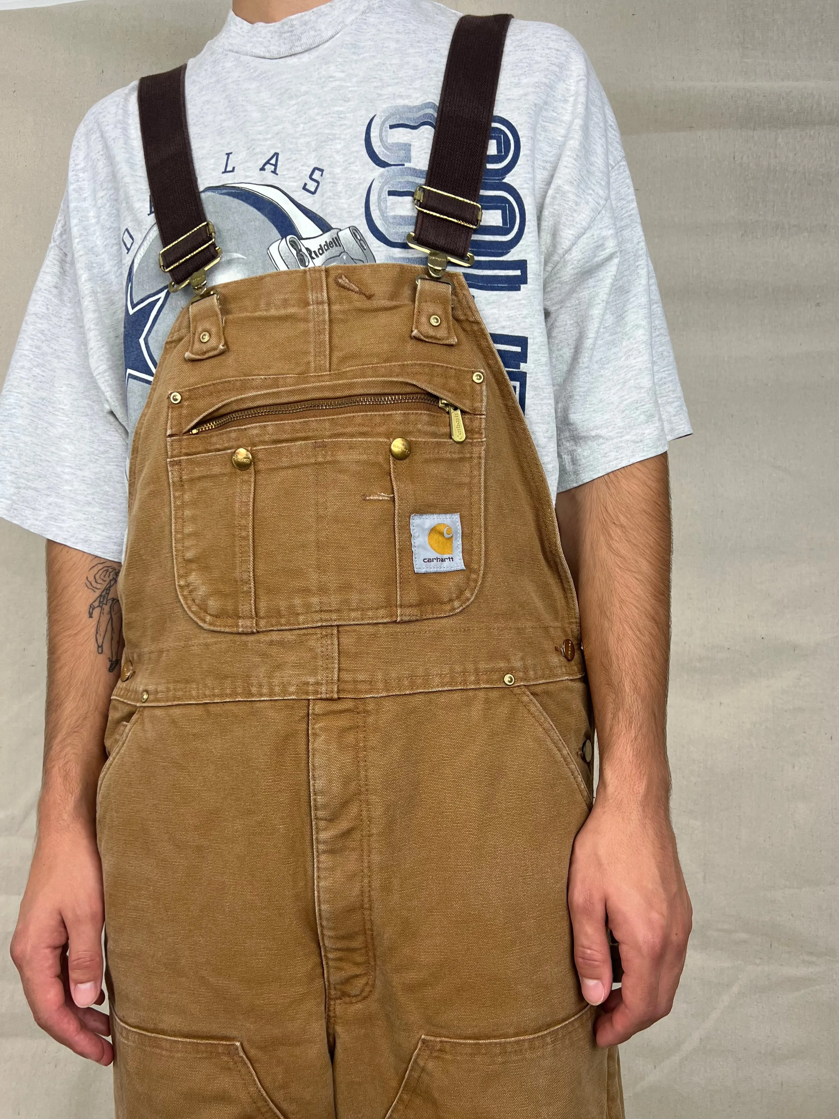 90's Carhartt Heavy Duty Vintage Dungarees/Overalls up to Size 38"