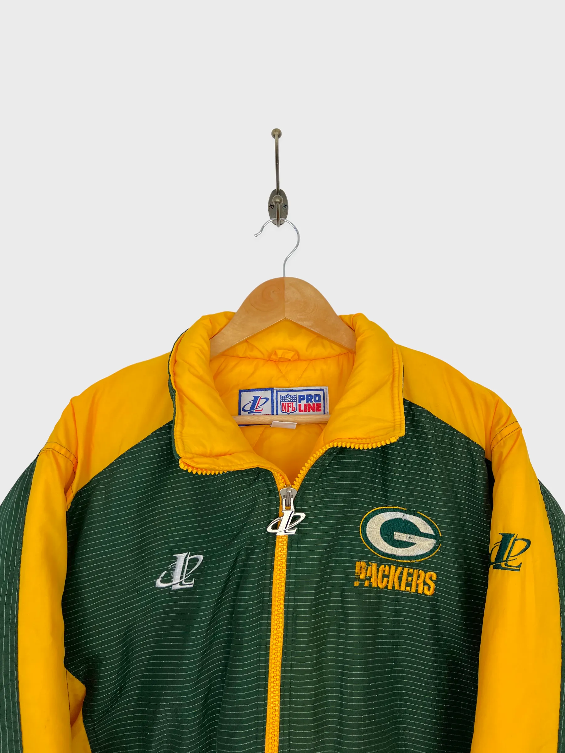 90's Green Bay Packers NFL Embroidered Vintage Puffer Jacket Size 10-12