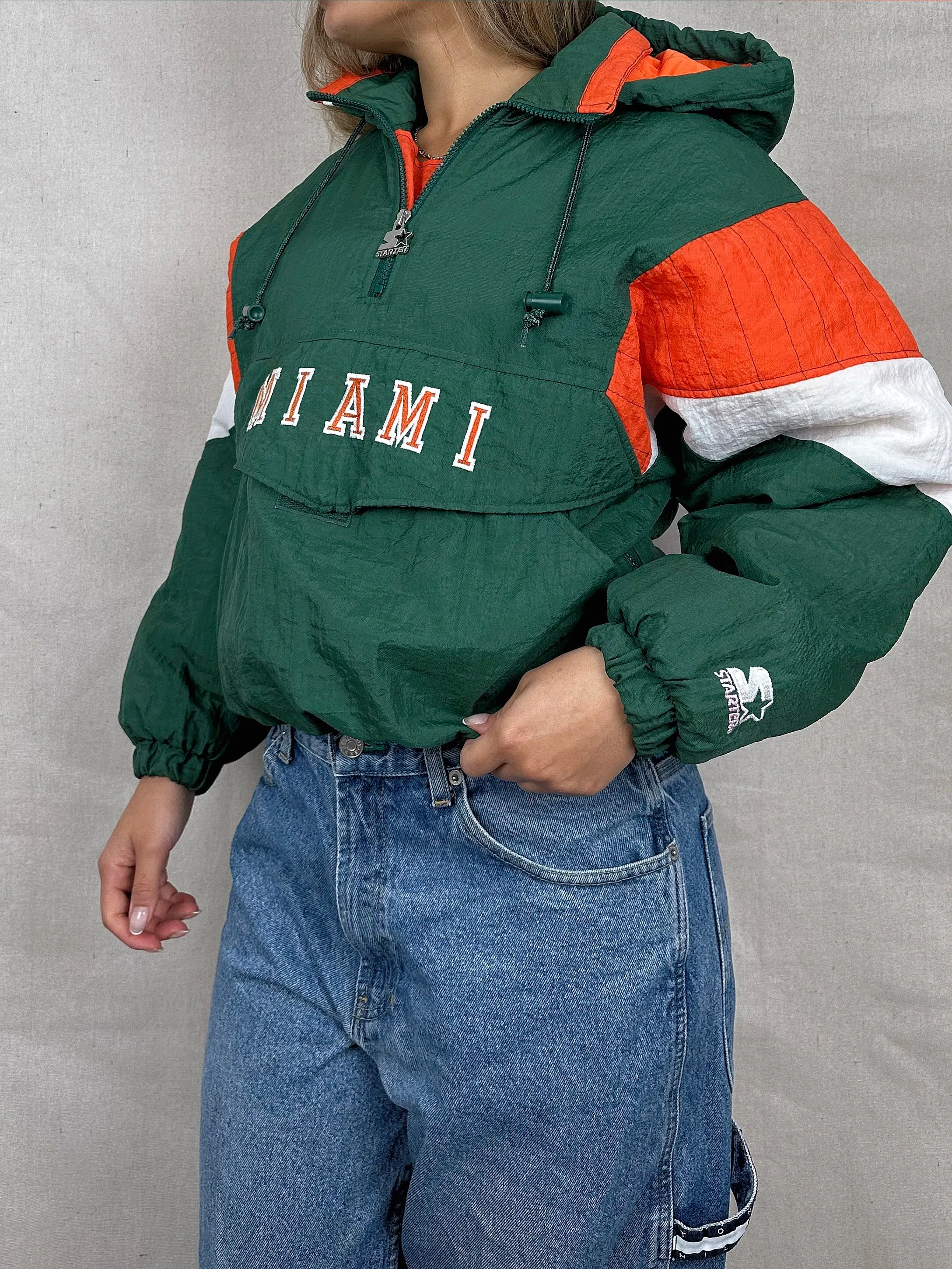 90's Miami Hurricanes Starter Embroidered Puffer Jacket Size 6-8