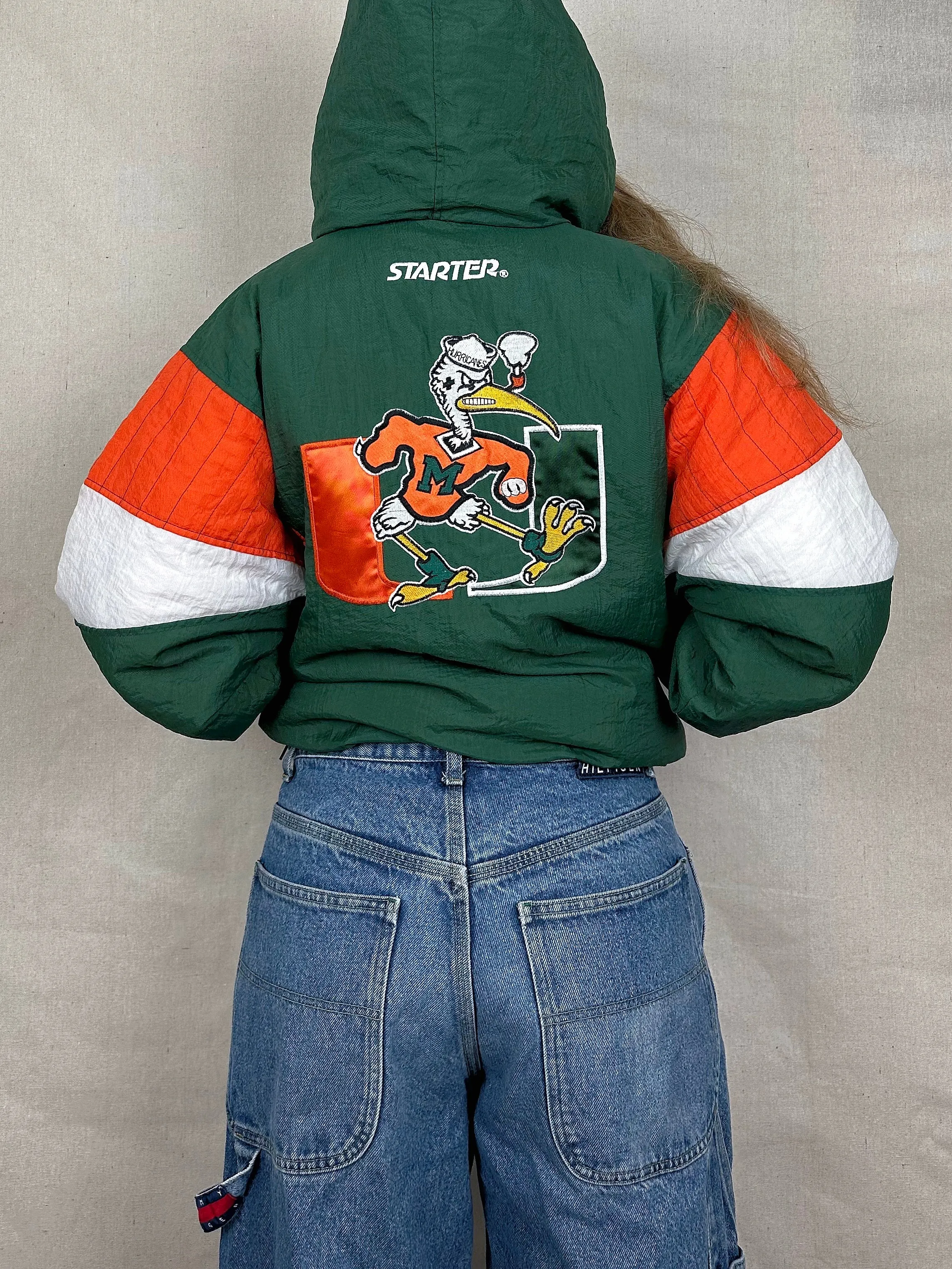 90's Miami Hurricanes Starter Embroidered Puffer Jacket Size 6-8