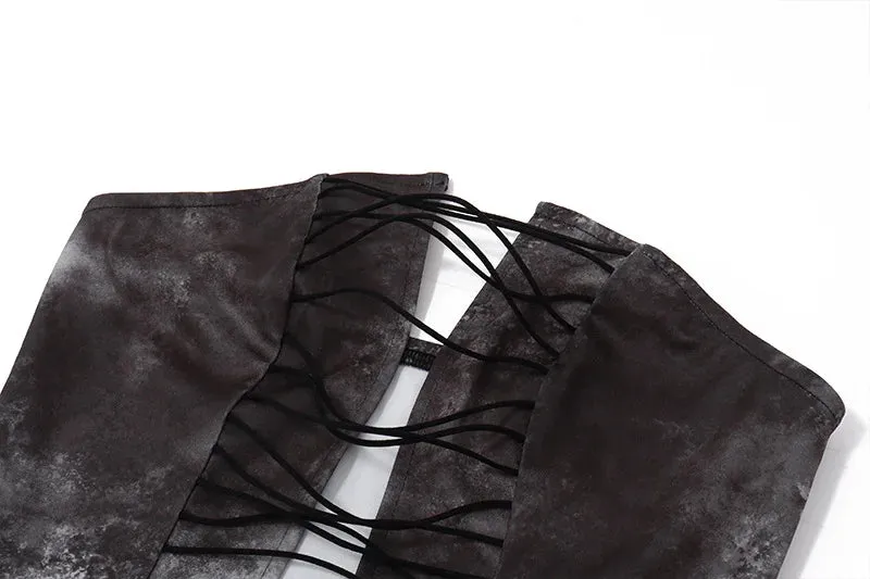 90s Retro Grunge Strapless Crop Top