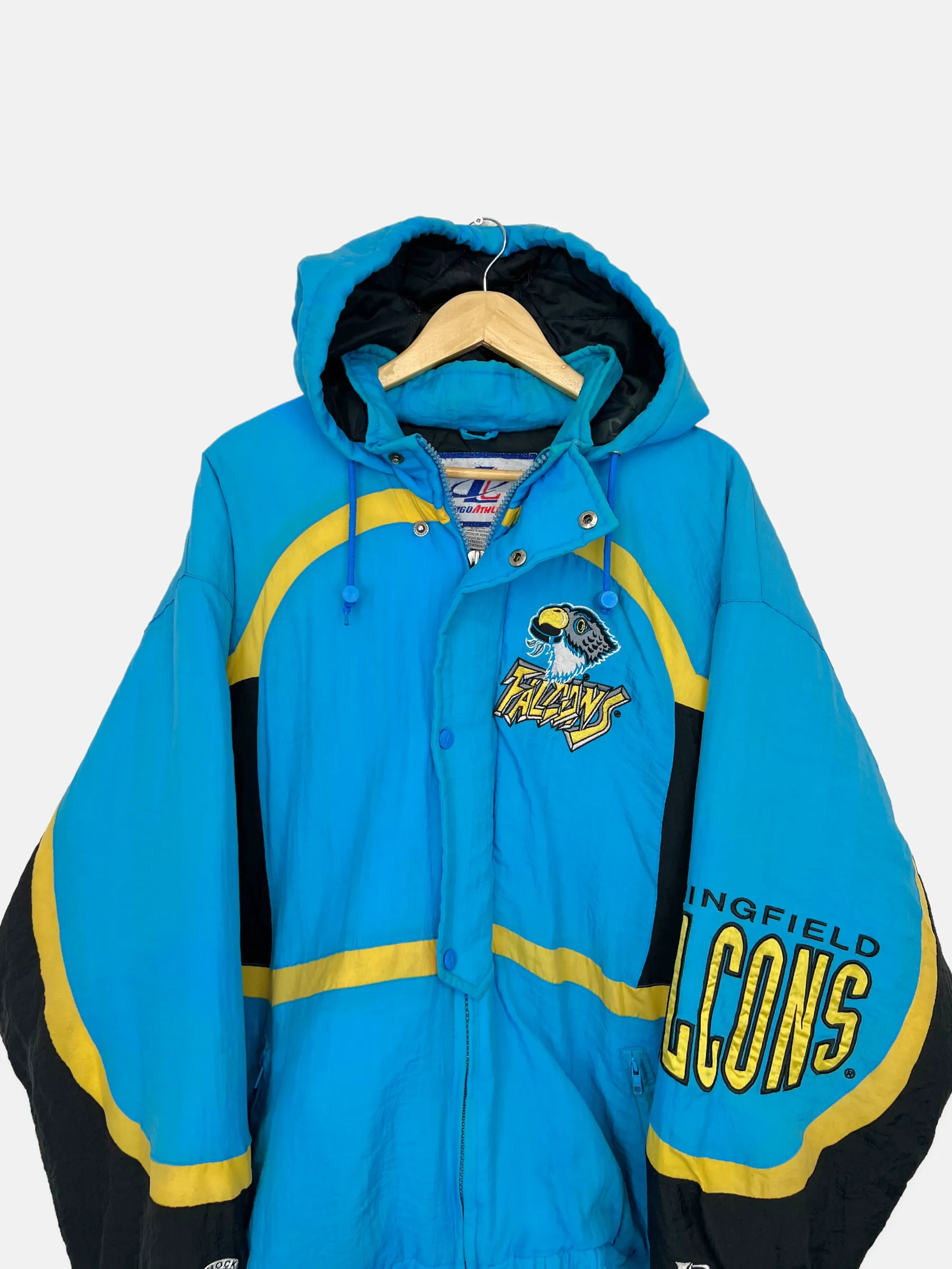 90's Springfield Falcons NHL Embroidered Vintage Puffer Jacket Size XL-2XL