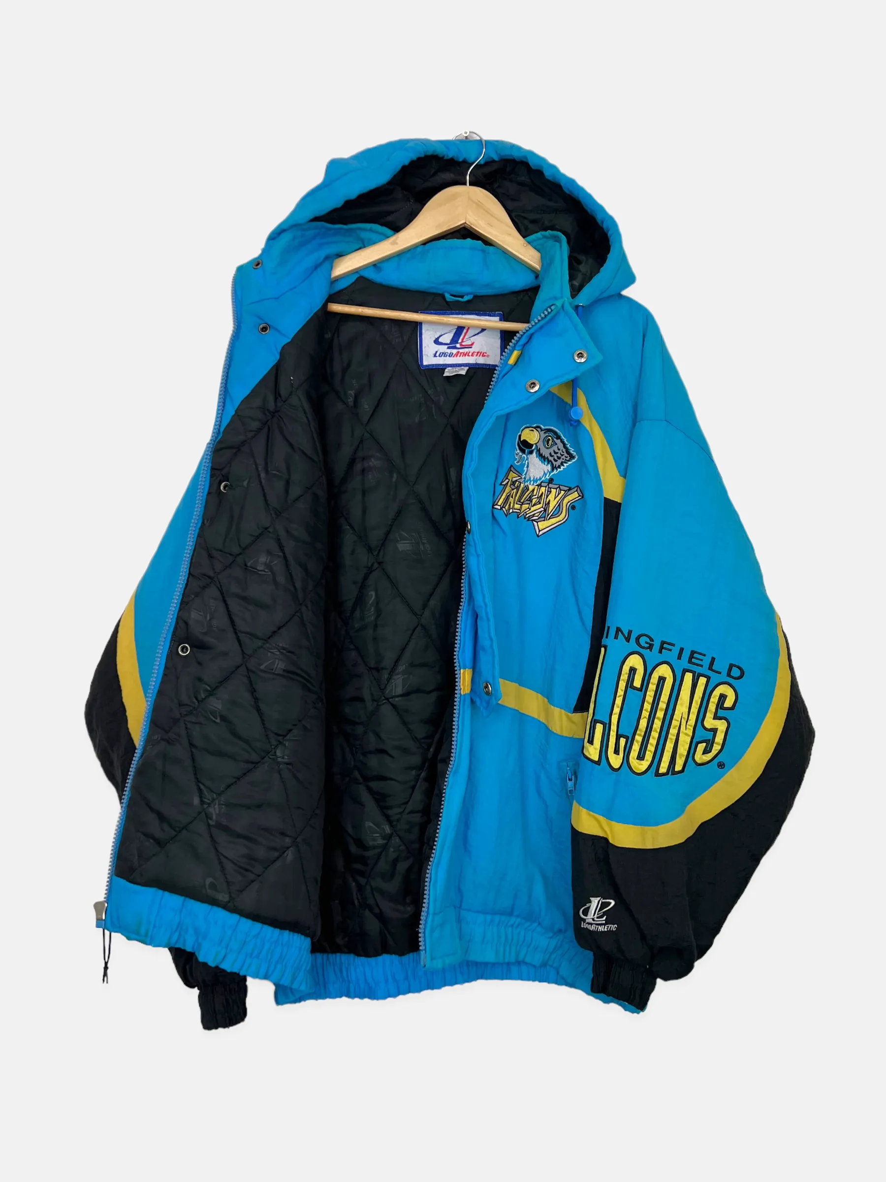 90's Springfield Falcons NHL Embroidered Vintage Puffer Jacket Size XL-2XL