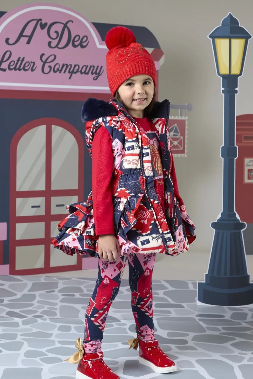 ADee RIRI Navy Envelope Print Gilet W242304