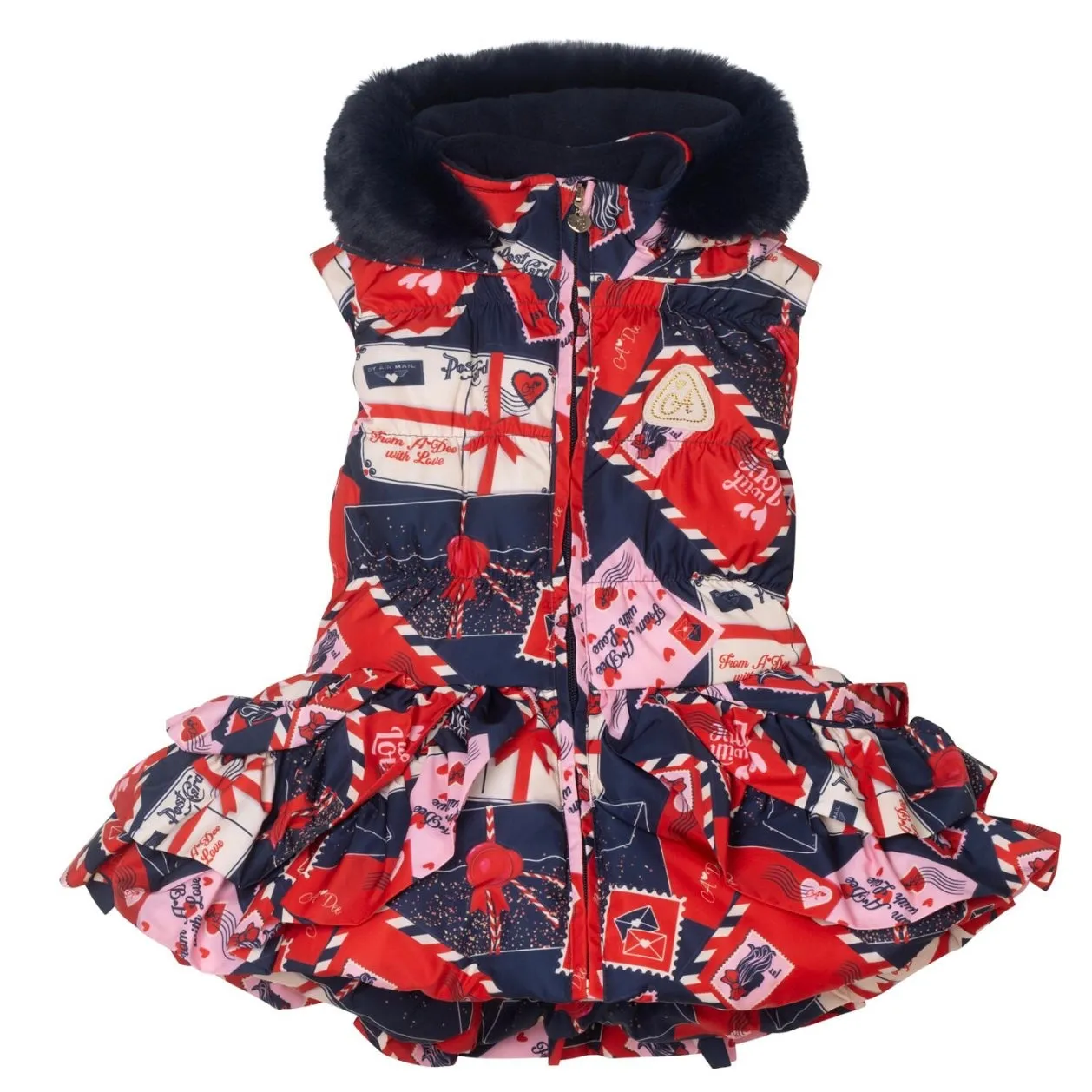 ADee RIRI Navy Envelope Print Gilet W242304