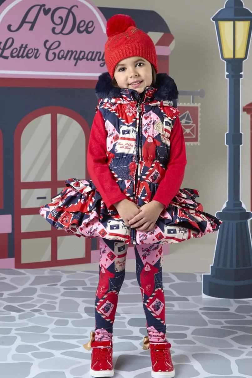 ADee RIRI Navy Envelope Print Gilet W242304