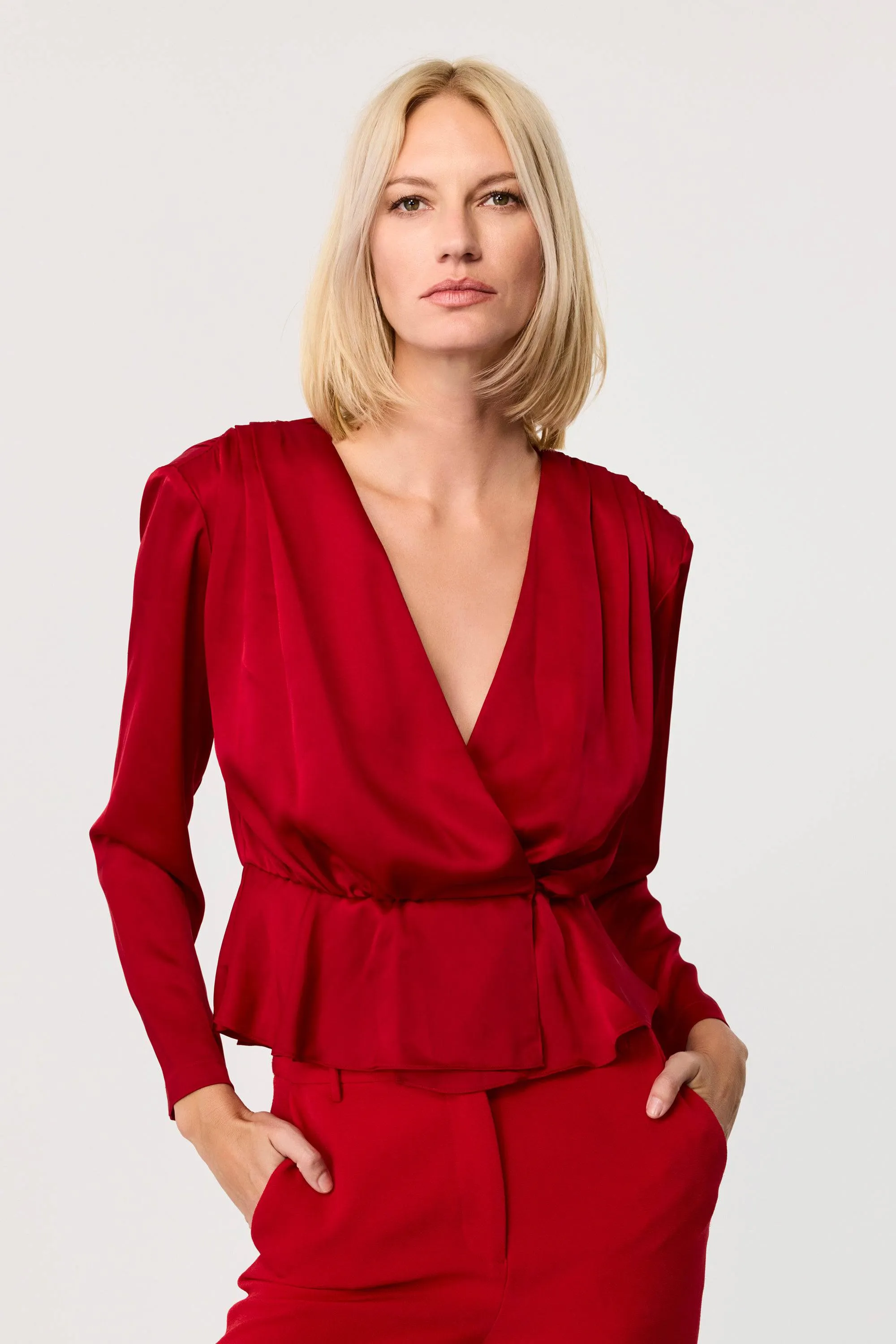 Adeline Silk Peplum Top