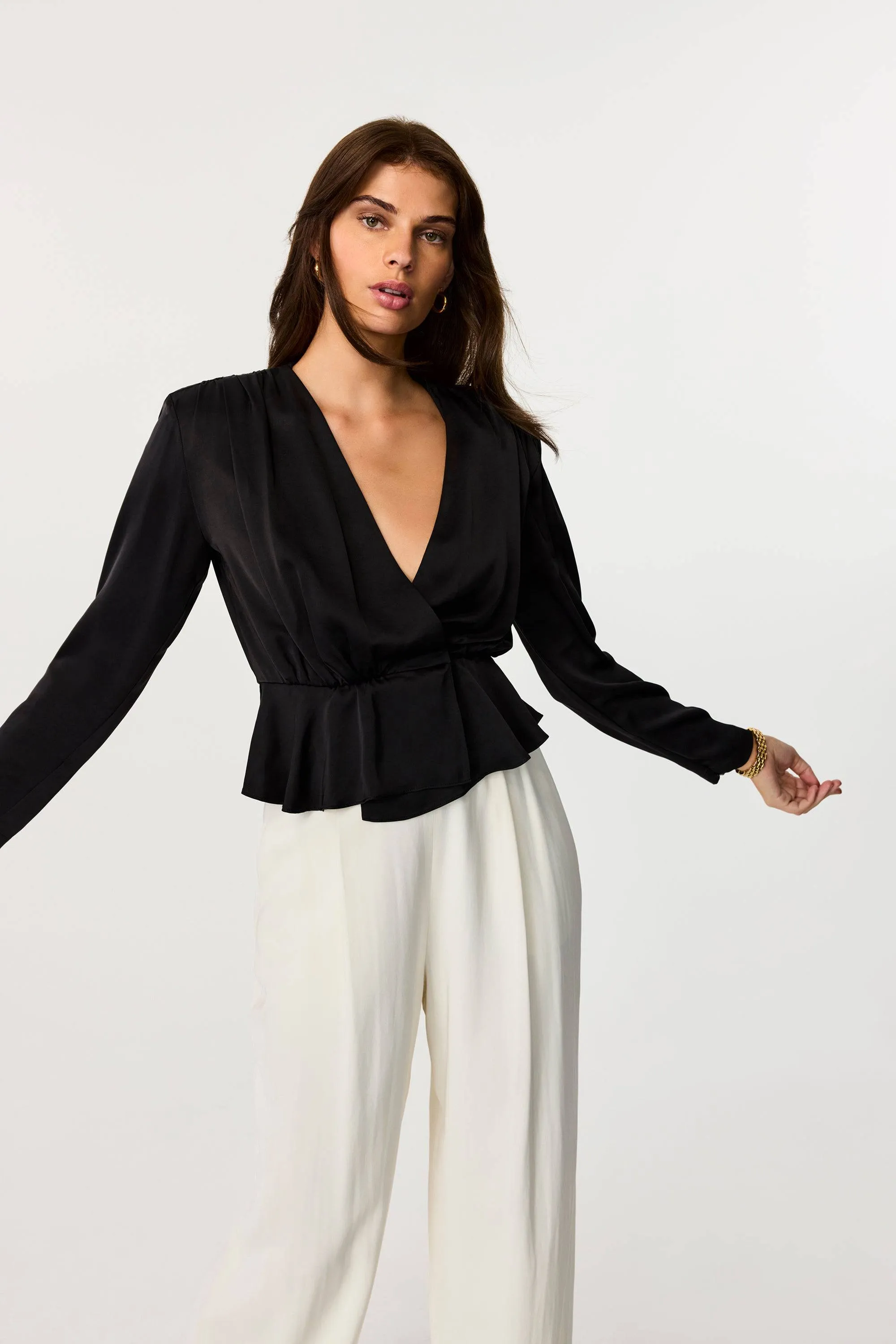Adeline Silk Peplum Top