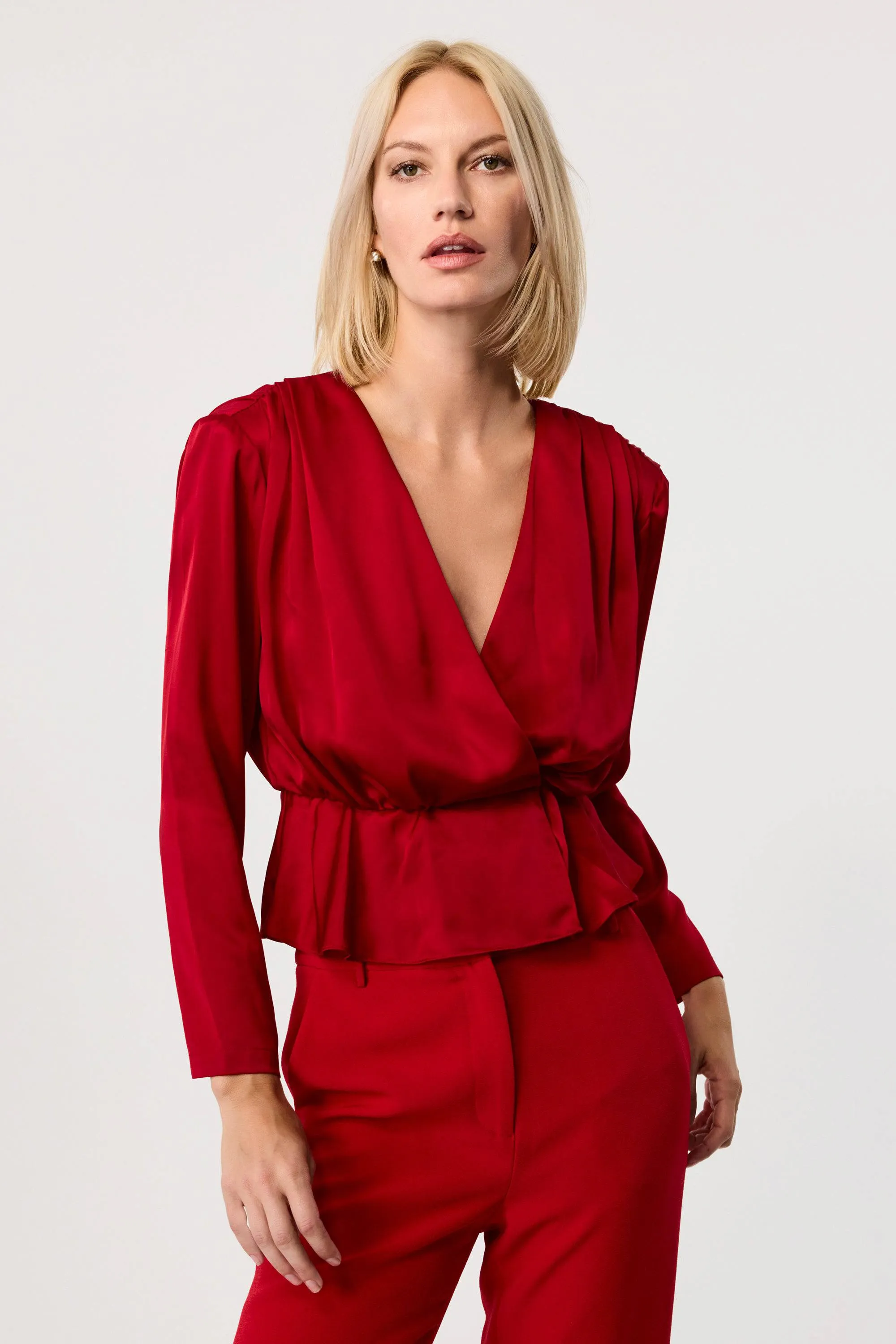 Adeline Silk Peplum Top